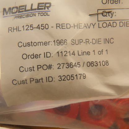 Moeller RHL125-450 1-1/4 x 4-1/2 Long 5/8" ID Red Heavy Load Die Spring Lot Of 3
