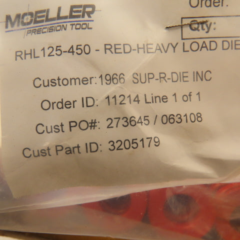 Moeller RHL125-450 1-1/4 x 4-1/2 Long 5/8" ID Red Heavy Load Die Spring Lot Of 3