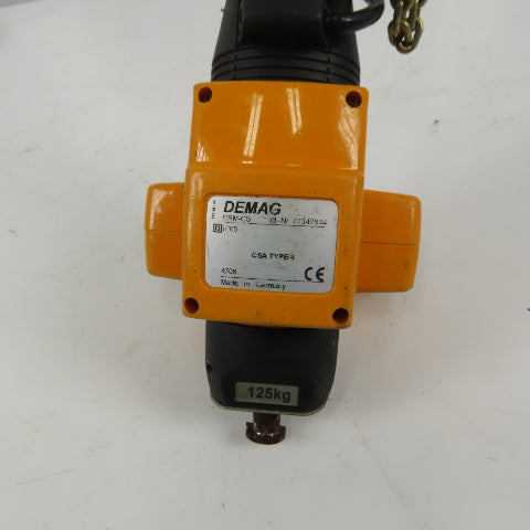 Demag DCMS-PRO 1-125 1/1 H2.8 VS30-30 275LB Electric Hoist 15' Lift 460V 3Ph
