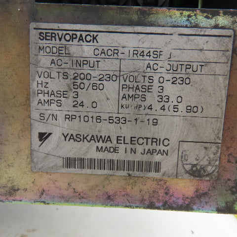 Yaskawa CACR-IR44SB 200-230V Input 3Ph AC Servo Pack Parts/Repair