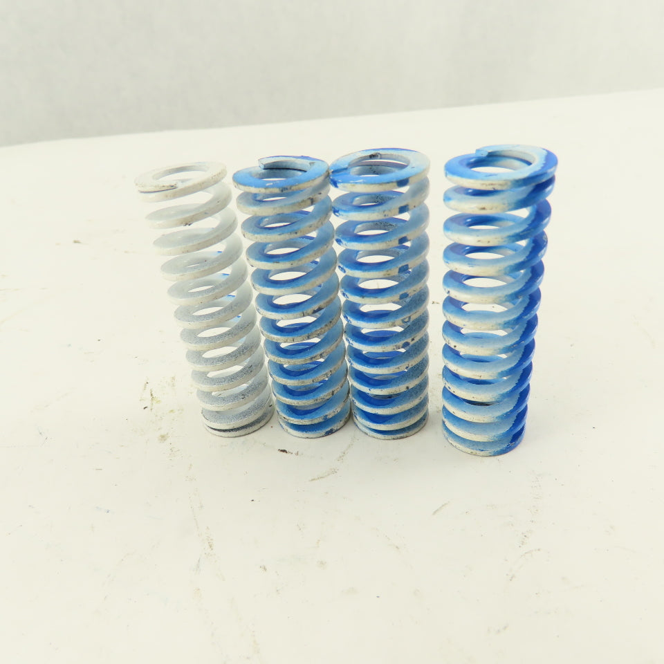 5/8 x 2" Long 3/8" Hole Diameter White Blue Stripe Med Load Die Spring Lot Of 4