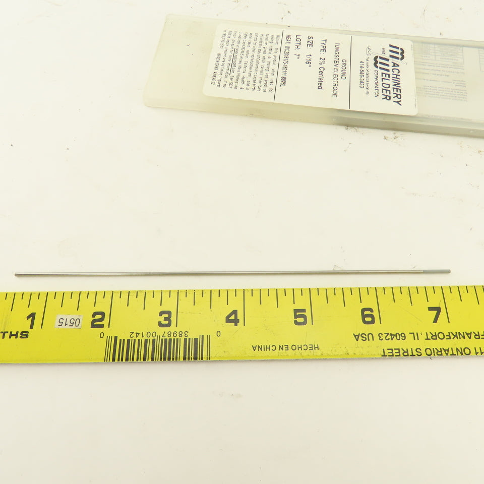 Machinery & Welder 1/16" x 7" 2% Ceriated Ground Tungsten Electrode Lot Of 10