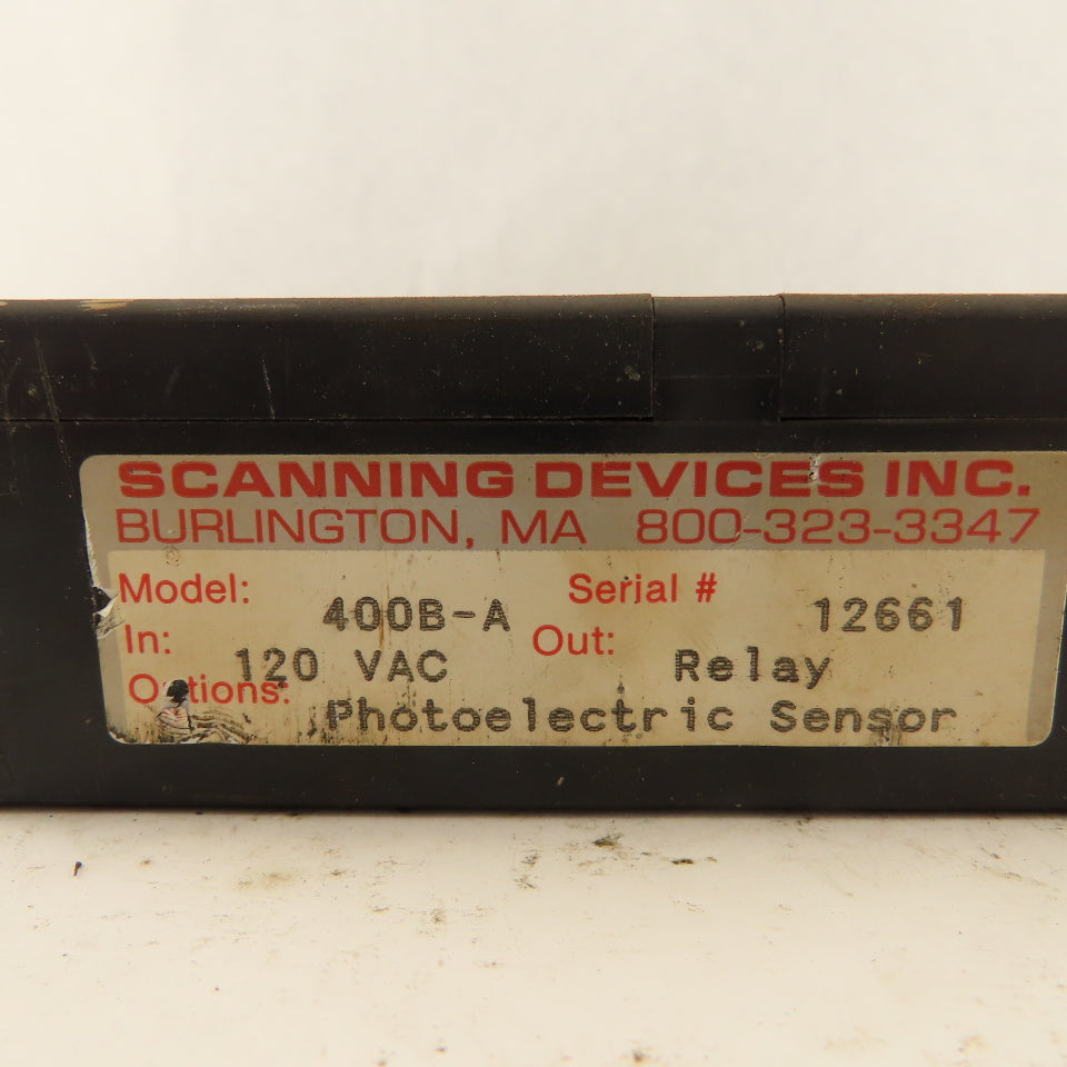 Scanning Devices Inc. 400B-A 120V Photoelectric Sensor Relay Output ...