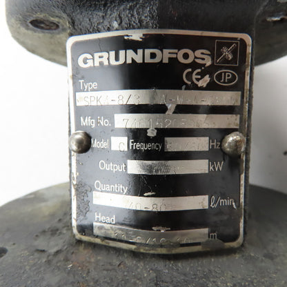 Grundfos SPK4-8/3A-W-A-CVUV 40+ L/Min .37kW Multistage Coolant Pump Parts/Repair