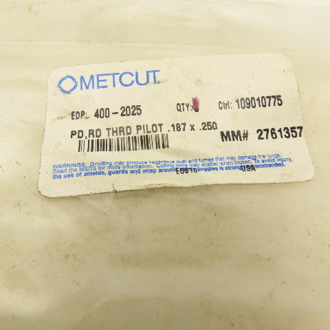Widia 400-2025 Metcut .2500 x .1875 Head Threaded Countersink Counterbore Pilot