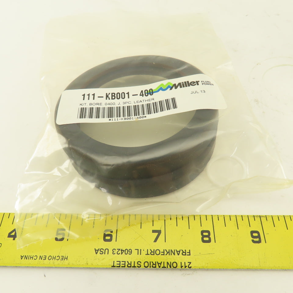 Miller Fluid Power 111-KB001-400 4" Bore Leather 3 Piece Seal Kit