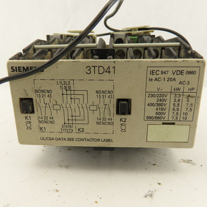 Siemens 3TD4102-2B 600V 10Hp MAX Reversing Magnetic Contactor 24VDC Coil