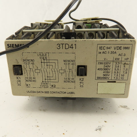 Siemens 3TD4102-2B 600V 10Hp MAX Reversing Magnetic Contactor 24VDC Coil
