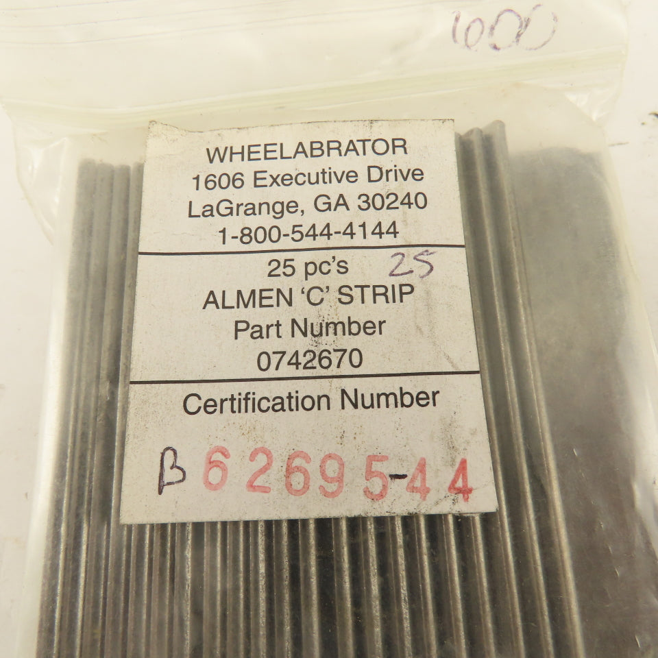 Wheelabrator 0742670 Shot Peening Almen "C" Strip Certified Pack Of 25