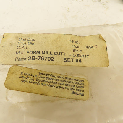 Wetmore 2B-76702 Set #4 Hobbing Cutters Lot Of 4