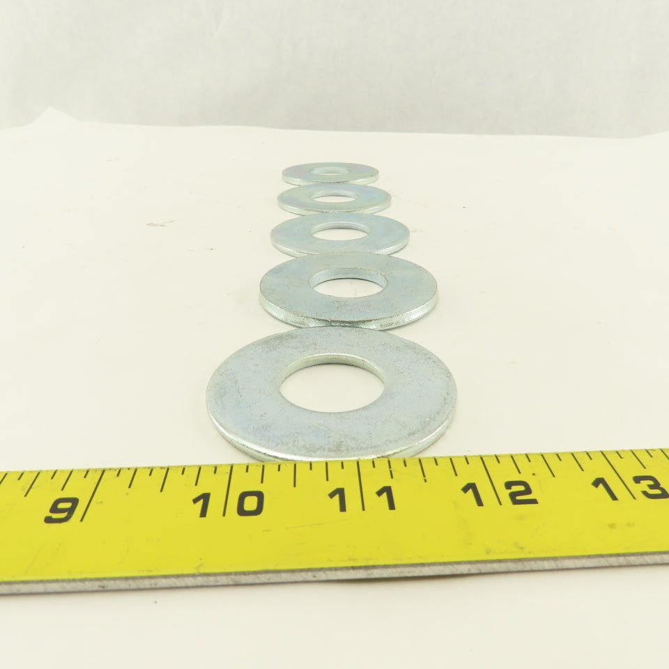2-1/2" OD Brite Zinc Flat Washer 1" ID Hole Lot Of 5
