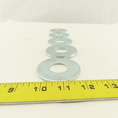 2-1/2" OD Brite Zinc Flat Washer 1" ID Hole Lot Of 5
