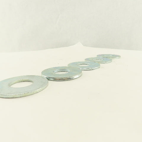 2-1/2" OD Brite Zinc Flat Washer 1" ID Hole Lot Of 5