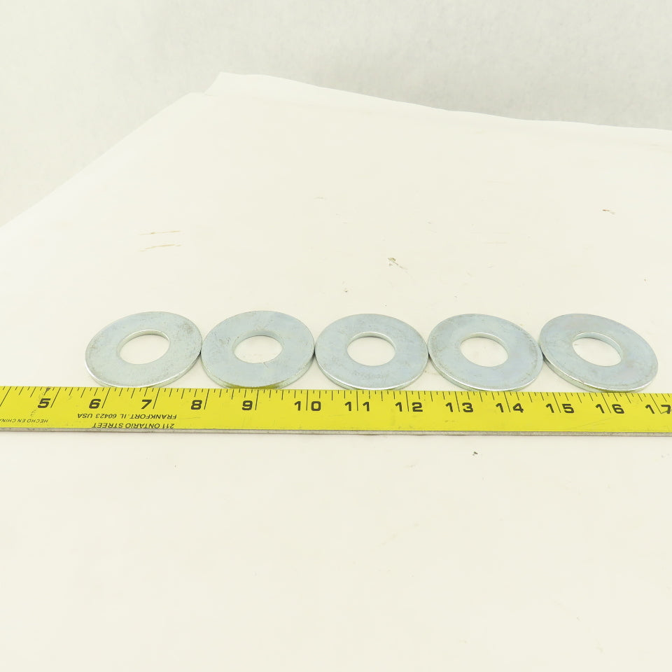 2-1/2" OD Brite Zinc Flat Washer 1" ID Hole Lot Of 5