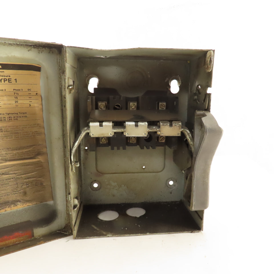 ITE NF-351 Type 1 30A 600V 20HP 3Ph Vacu-Break Disconnect Switch