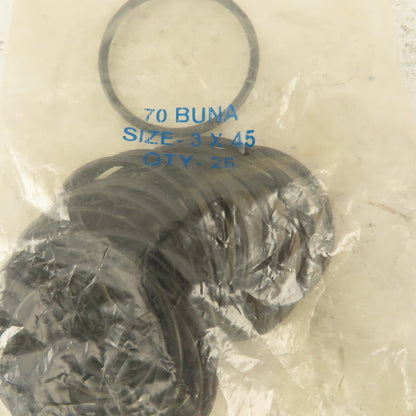 3 x 45 mm Metric Buna 70 O-Rings Lot Of 25