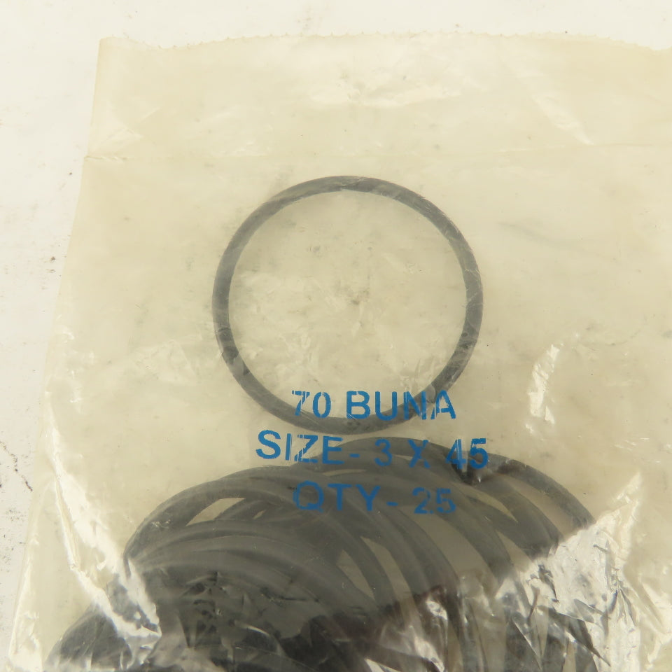 3 x 45 mm Metric Buna 70 O-Rings Lot Of 25