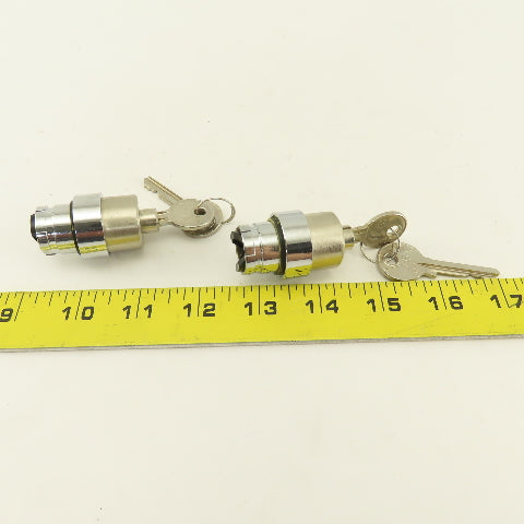 Telemecanique ZB2- 22mm Stainless Steel 2 Position Selector Switch W/Keys Lot /2