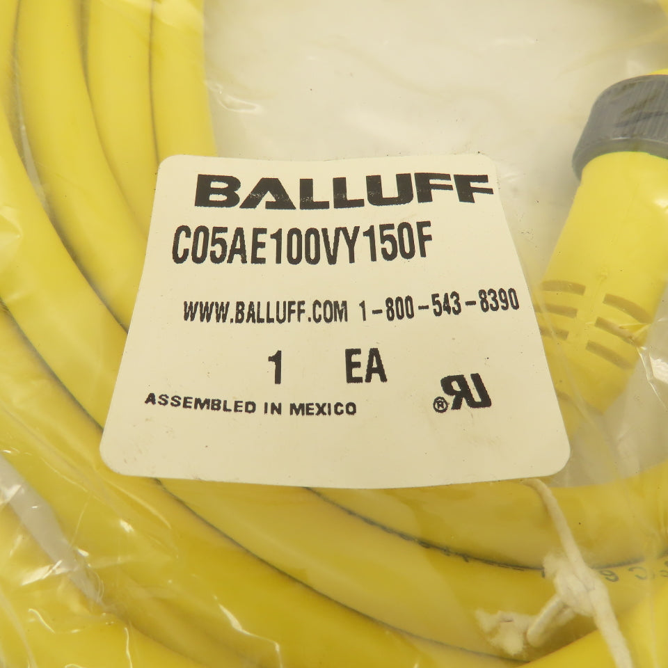 Balluff C05AE100VY150F 600V Molded Single End Cable Cord Set Assembly 15'