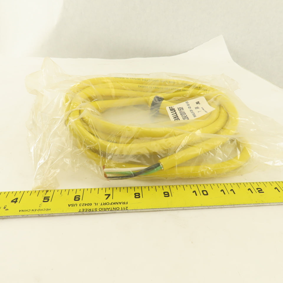 Balluff C05AE100VY150F 600V Molded Single End Cable Cord Set Assembly 15'