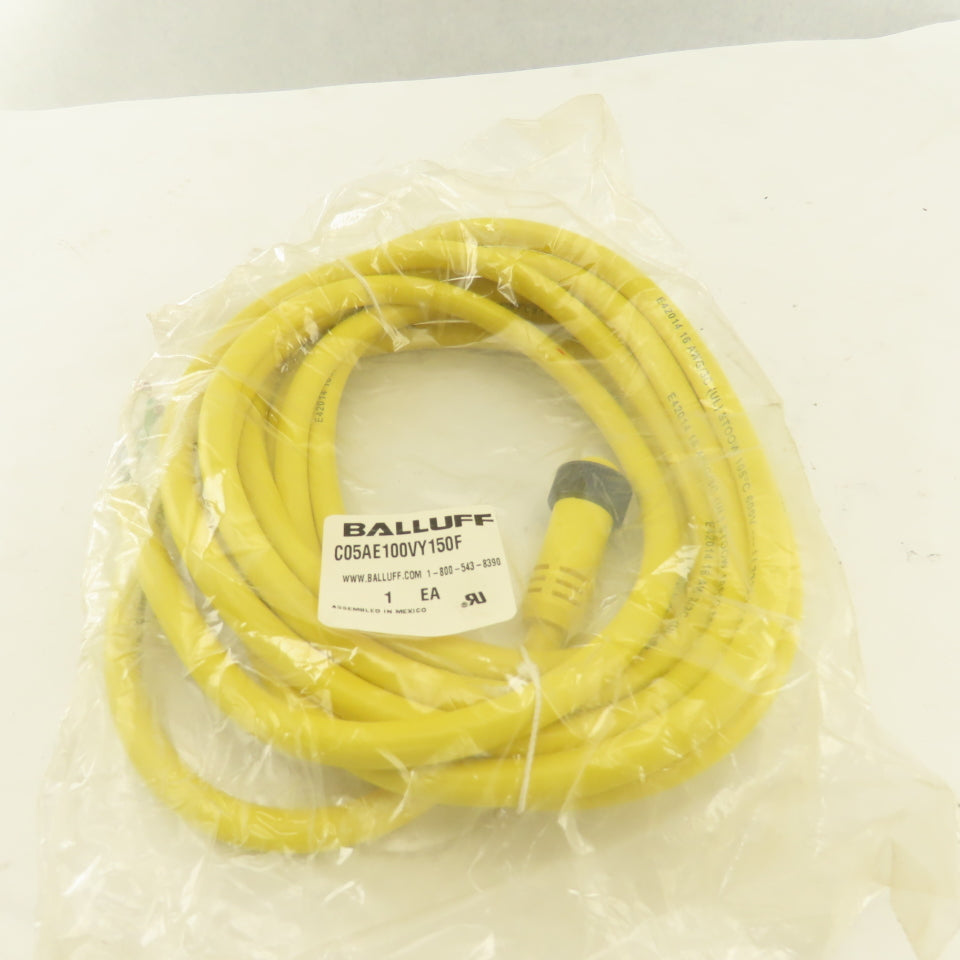 Balluff C05AE100VY150F 600V Molded Single End Cable Cord Set Assembly 15'