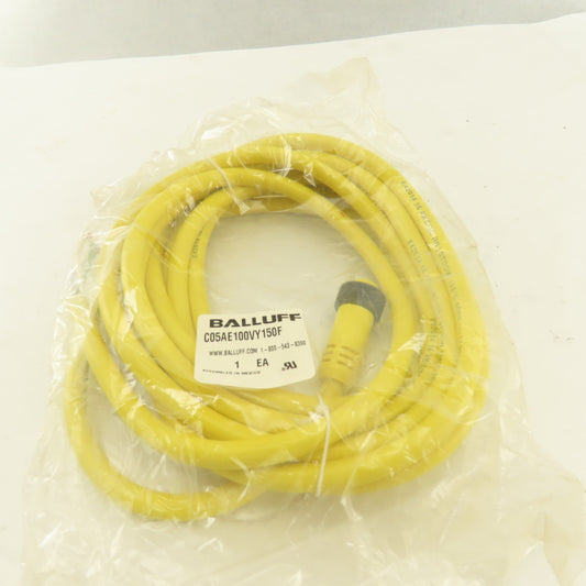 Balluff C05AE100VY150F 600V Molded Single End Cable Cord Set Assembly 15'