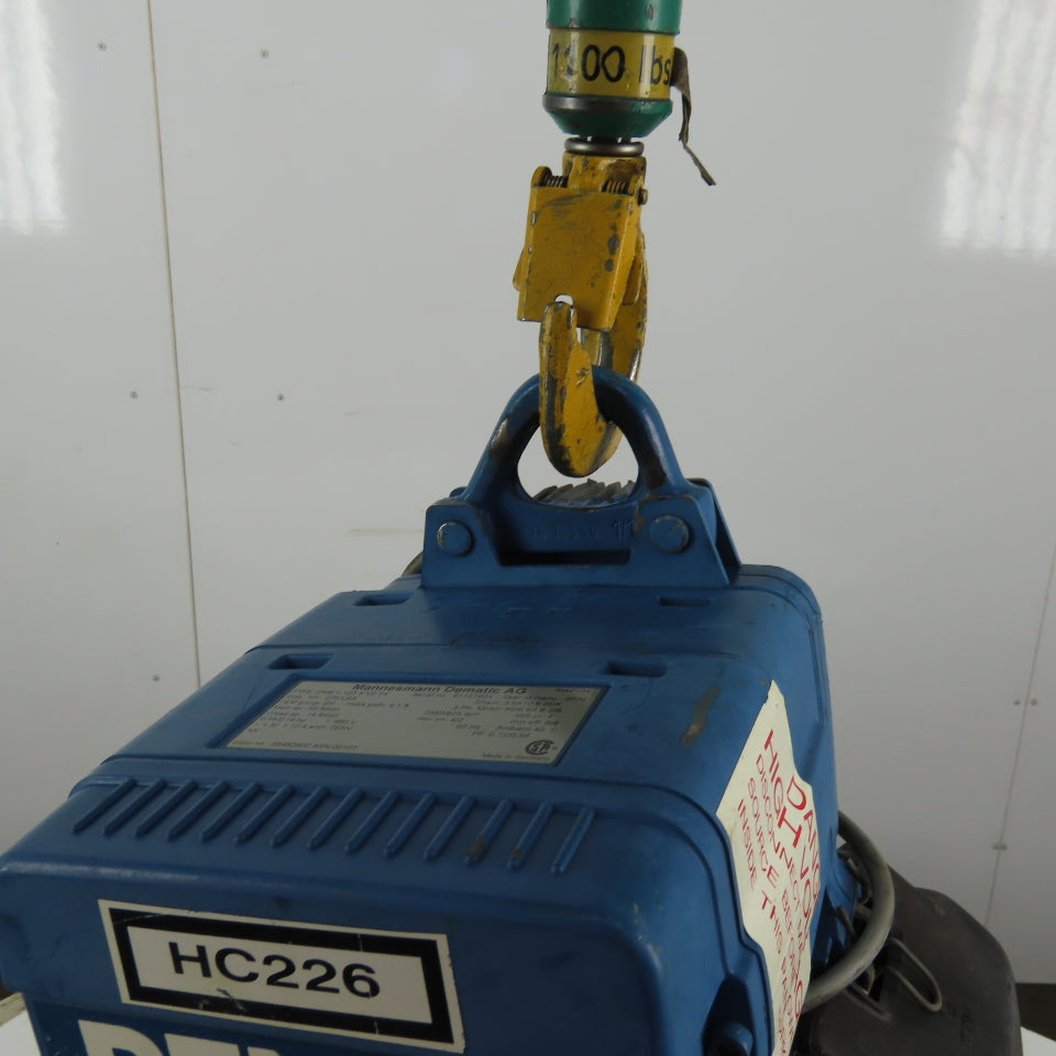 Demag DKM1-125 K V2F4 Electric Hoist 10' 2 Speed Lift 14/55 FPM 460V 3Ph