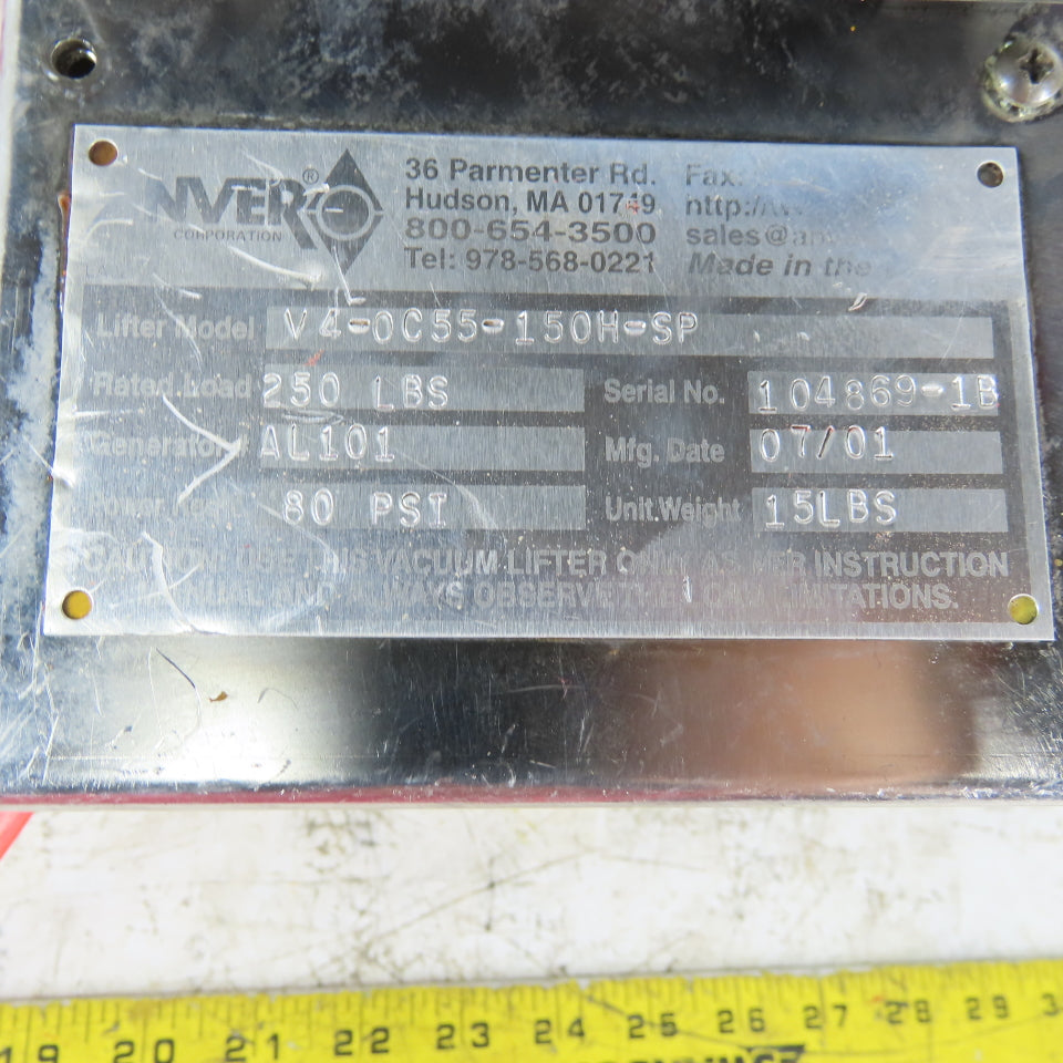 Anver Pneumatic Powered  Mini Vacuum Station Pump For V4-OC55-15OH-SP Lifter