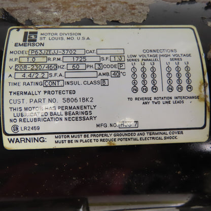 SPX Hytec 100879 Model B 1 Hp Hydraulic Two Stage Continuous Pressure Pump 3Ph