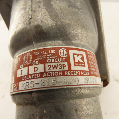 Killark KRS-215-120 115/230V 20A 1Hp 1Ph 2W 3P HAZLOC Receptacle