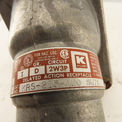 Killark KRS-215-120 115/230V 20A 1Hp 1Ph 2W 3P HAZLOC Receptacle