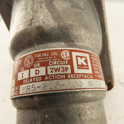 Killark KRS-215-120 115/230V 20A 1Hp 1Ph 2W 3P HAZLOC Receptacle