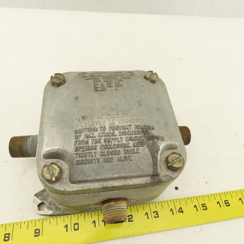 Killark 204A Electrical Junction Hazardous Location 4x4 Box 1/2" Hubs