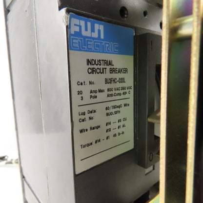 Fuji BU3FHC-020L 600VAC 20A 3 Pole Circuit Breaker Panel Operator Disconnect