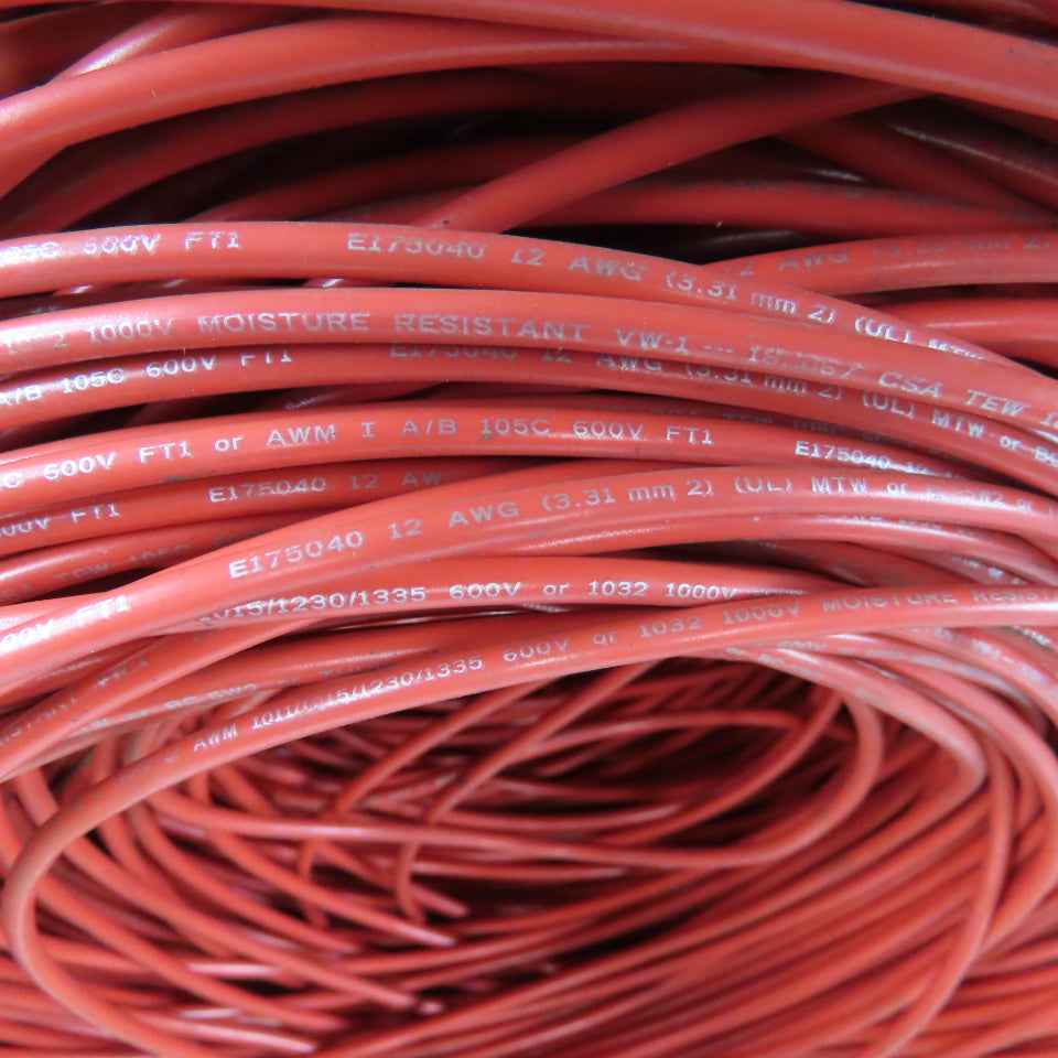 E175040 2800' Moisture Resistant Red Cable Wire 12AWG MTW or THHW or AWM 600V