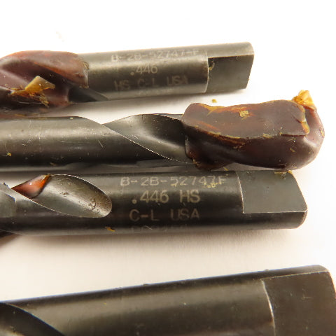 B-2B-52747F .446 x 3-3/8 Two Flute Twisted Stubby Drill Bit 7/16" Shank Lot Of 5