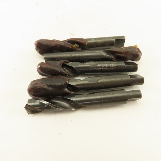 B-2B-52747F .446 x 3-3/8 Two Flute Twisted Stubby Drill Bit 7/16" Shank Lot Of 5