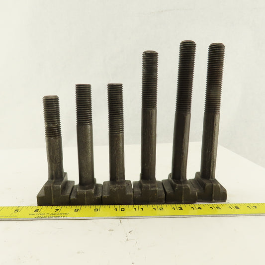 7/8-9 Threaded T-Slot Bolt Mixed Lengths 1-3/4" Head Width Lot Of 6
