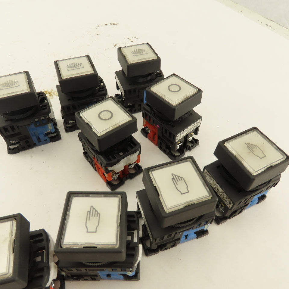 Power Source AR22F0M 600V 10A White Illuminated Push Button Switch Lot Of 9