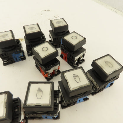 Power Source AR22F0M 600V 10A White Illuminated Push Button Switch Lot Of 9