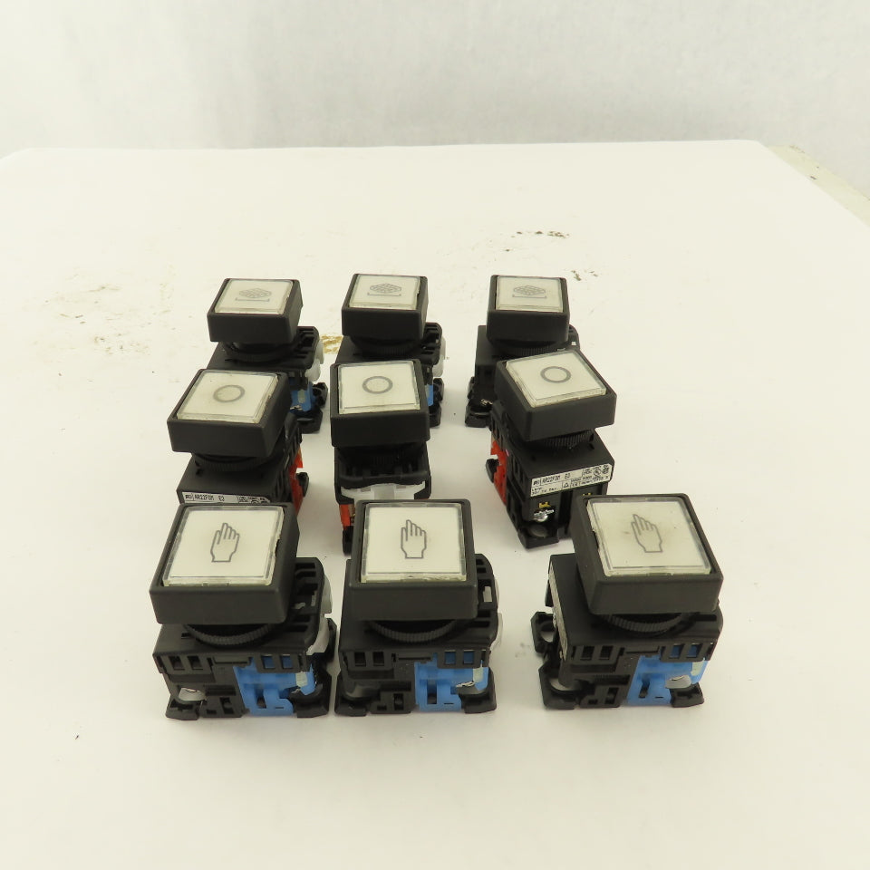 Power Source AR22F0M 600V 10A White Illuminated Push Button Switch Lot Of 9
