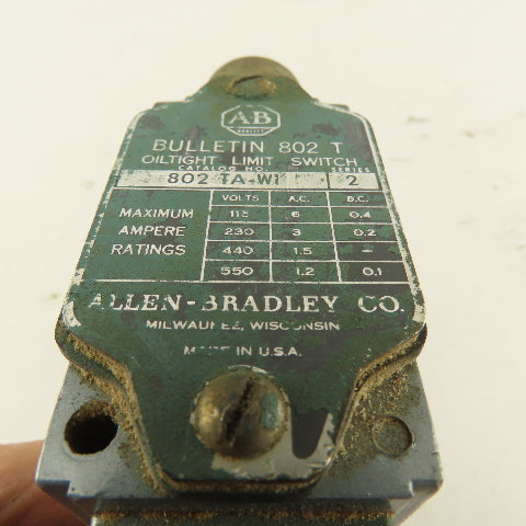 Allen Bradley 802-TA-WI 600V Cam Roller Rocker Arm Limit Switch