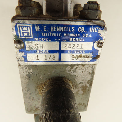 W.E Hennells SH 1-1/8" Bore 20" Stroke Pneumatic Trunnion Mount Cylinder