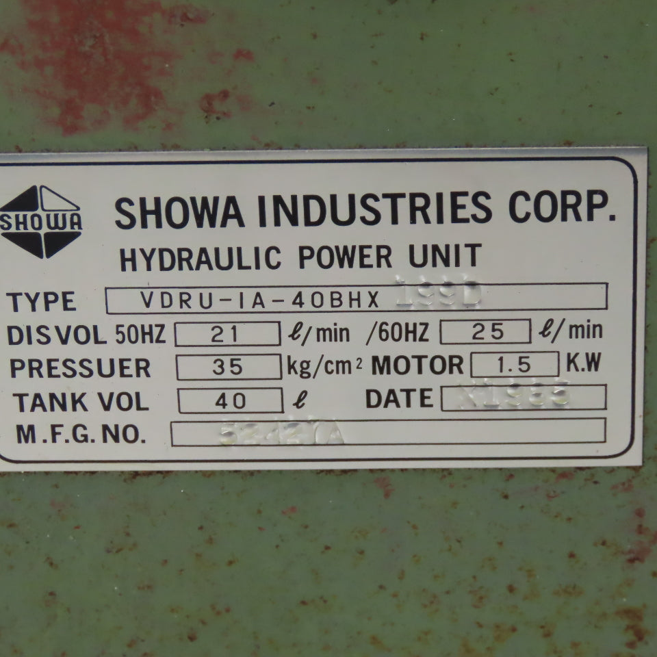 Nachi VDRU-1A-40BHX-199D 1.5kW 13 Gal Hydraulic Power Unit W/Oil Cooler & Valves