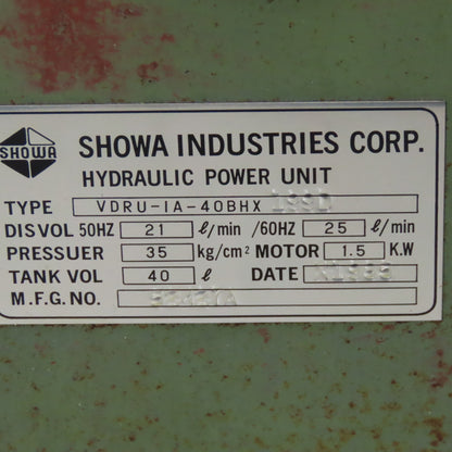 Nachi VDRU-1A-40BHX-199D 1.5kW 13 Gal Hydraulic Power Unit W/Oil Cooler & Valves