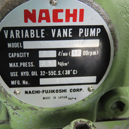 Nachi VDR-1A-1A2-22 1.5kW 10 Gal Hydraulic Power Unit