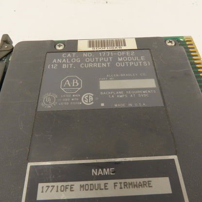 Allen Bradley 1771-OFE2 Ser B Firmware Ver. A 12 Bit Analog Output Module