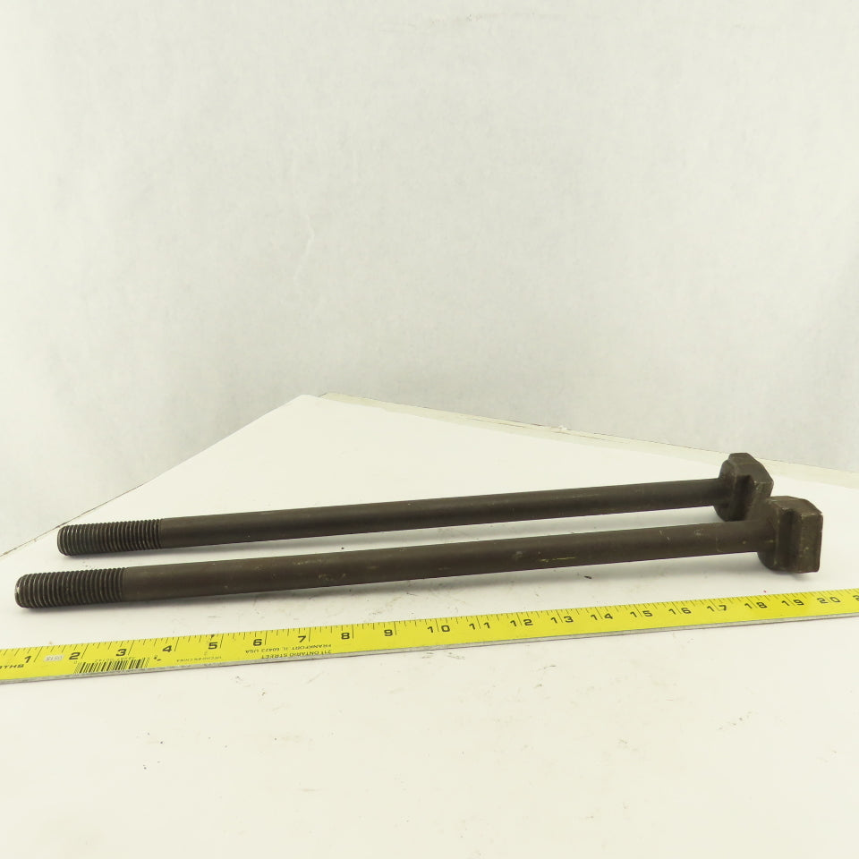 7/8-9 Threaded T-Slot Bolt 1-3/4" Head Width 19-1/2" Long Underhead Lot Of 2