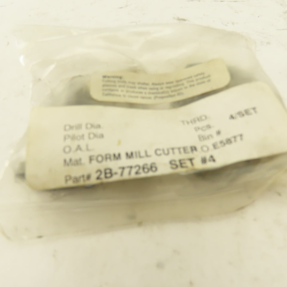 Wetmore 2B-77266 Set # 4 Hobbing Form Mill Cutters Lot Of 4