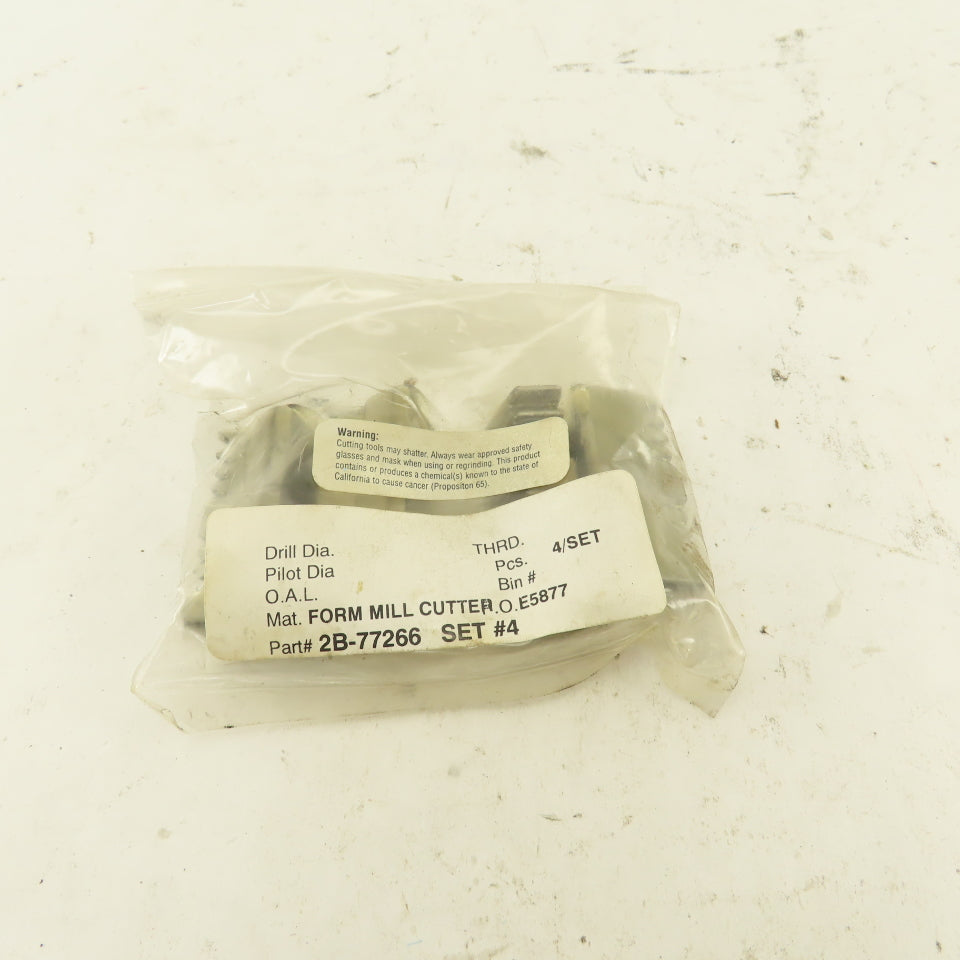 Wetmore 2B-77266 Set # 4 Hobbing Form Mill Cutters Lot Of 4